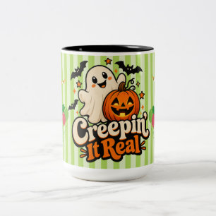„Creepin’ It Real“ Süßes Halloween-Geschenk für Ki Zweifarbige Tasse