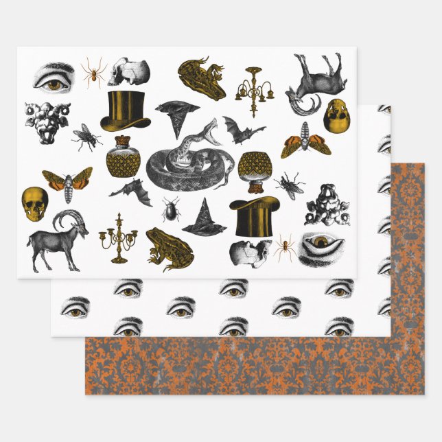 Creepische Dinge, Augen & bedrücktes Muster Geschenkpapier Set (Set)