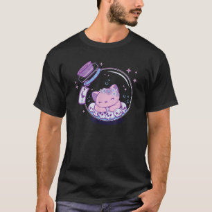 Creepische Niedliche Katze in Flasche Kawaii Hallo T-Shirt