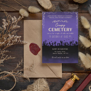 Creepischer Friedhof Lila mit Dusty Storm Akzent Einladung