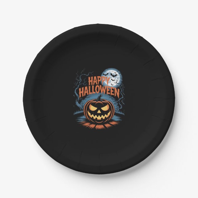 Creepischer Jack O � Lantern Halloween Pappteller (Vorderseite)