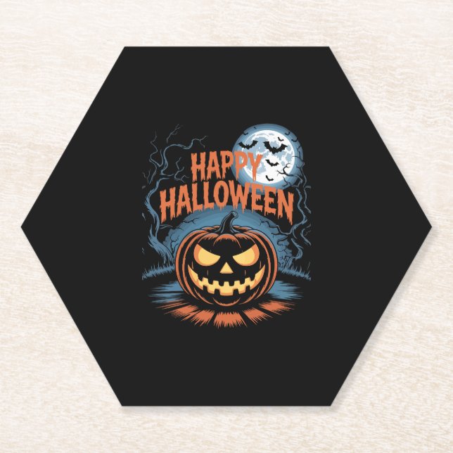 Creepischer Jack O � Lantern Halloween Untersetzer (Vorderseite)