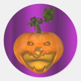 Creepischer Jack O'Lantern Lila Halloween Runder Aufkleber