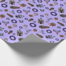 Creepmas Lila Muster w/Skulls, Spuk Haus
