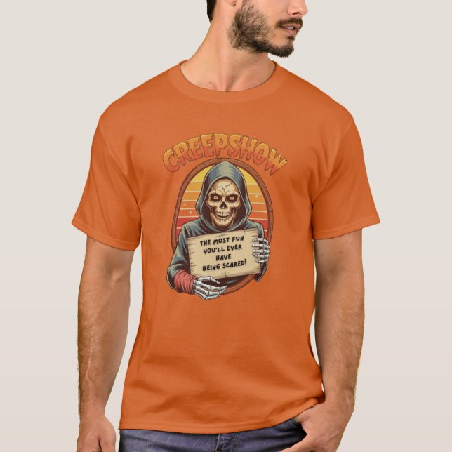 Creepshow Skeleton Retro Sunset Funny Scary girl T-Shirt (Vorderseite)