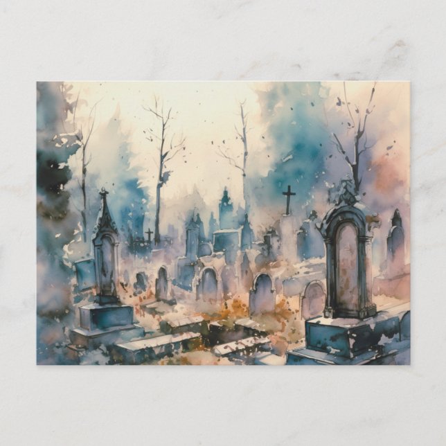 Creepy and Beautiful Friedhof Halloween Feiertagspostkarte (Vorderseite)