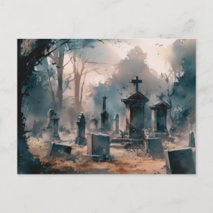 Creepy and Beautiful Friedhof Halloween Feiertagspostkarte