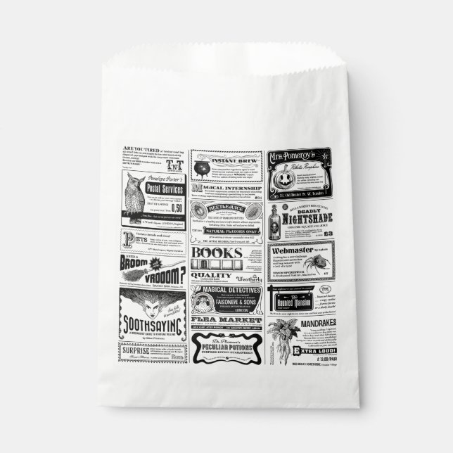 Creepy antique halloween Newspapier weiß Geschenktütchen (Vorderseite)