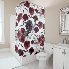 Creepy Beautiful | Dunkelgotische Rose mit Flederm Duschvorhang