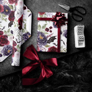 Creepy Beautiful   Dunkelgotische Rose mit Flederm Geschenkpapier