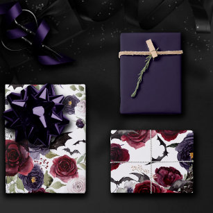 Creepy Beautiful   Dunkelgotische Rose mit Flederm Geschenkpapier Set