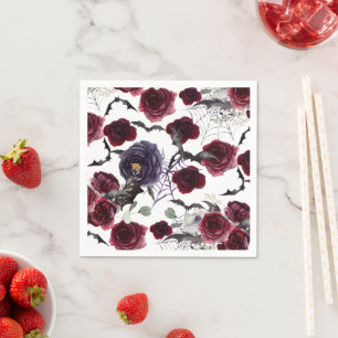 Creepy Beautiful   Dunkelgotische Rose mit Flederm Serviette