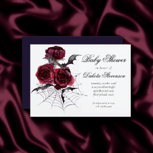 Creepy Beautiful   Gothic Floral Bat Baby Shower Einladung