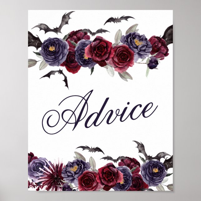 Creepy Beautiful | Gothic Floral Bats Bubbles Poster (Vorne)