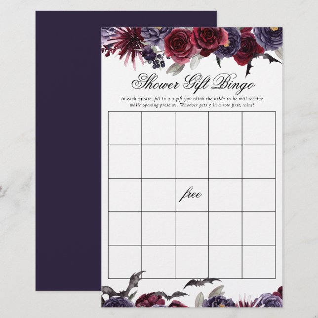 Creepy Beautiful | Gothic Floral Shower Gift Bingo (Vorne/Hinten)