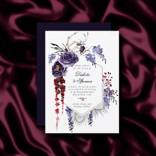 Creepy Beautiful   Gothic Floral Skeleton Wedding Einladung