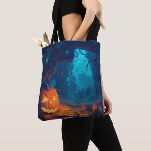 Creepy Big Jack-O' Lantern im Forest Halloween Tasche