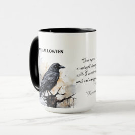 Creepy Black Raven Happy Halloween Tasse