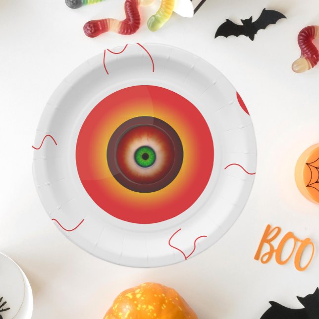 Creepy Bloodshot Eyeball Halloween Pappteller (Von Creator hochgeladen)