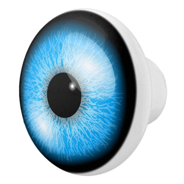 Creepy Blue Realistic Eyeball Keramikknauf (Rechts)