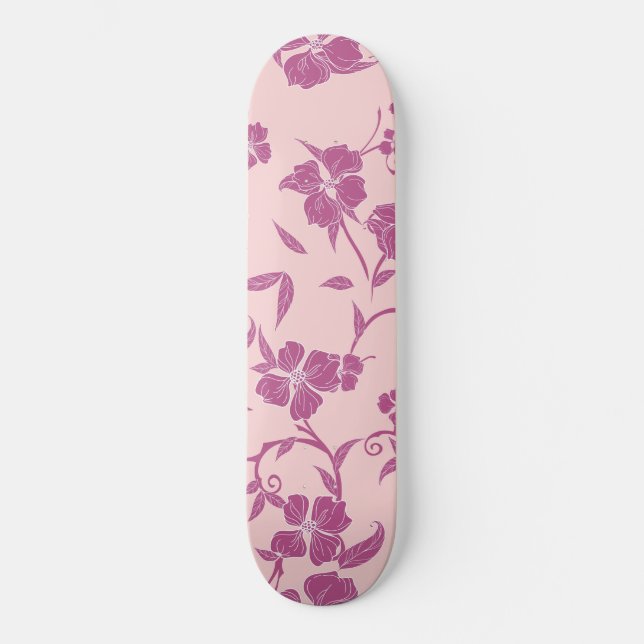 Creepy Blume Muster 10 Skateboard (Vorderseite)