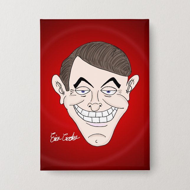 creepy businessman with money ears button (Vorderseite)