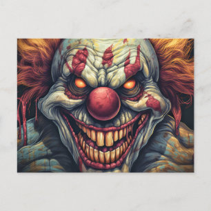 Creepy Carnival Clown Illustration Postkarte