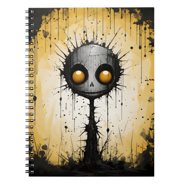 Creepy Cartoon Fantasy Abstrakt Halloween Monster Notizblock (Vorderseite)