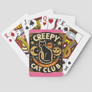 Creepy Cat Club – Retro Mystisches Schwarzes Katze Spielkarten