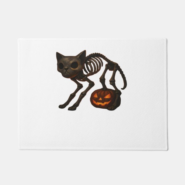 Creepy Cat Skeleton Halloween-Geschenk Klassischer Fußmatte (Vorderseite)