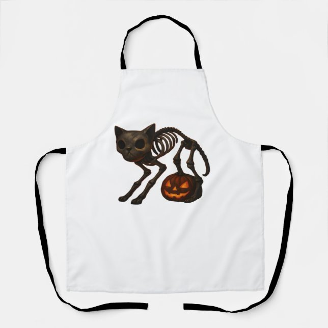 Creepy Cat Skeleton Halloween-Geschenk Klassischer Schürze (Vorderseite)