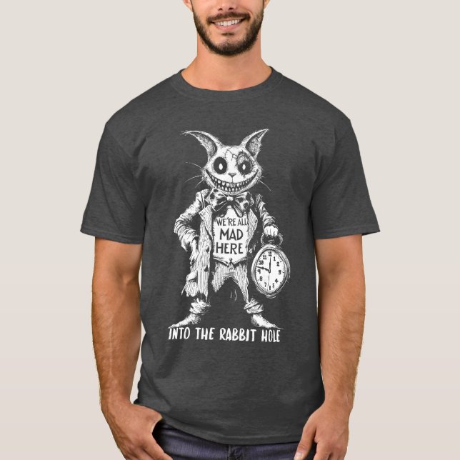 Creepy Cheshire Cat in Wonderland Gothic Fantasy A T-Shirt (Vorderseite)