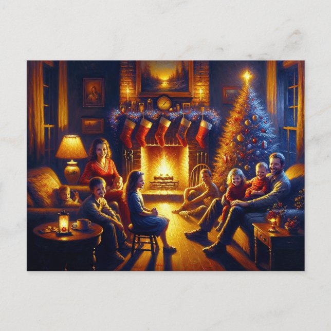 Creepy Christmas Family Malerei Postkarte (Vorderseite)