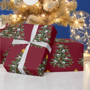 Creepy Christmas Tree Skull Wrapping Paper Geschenkpapier