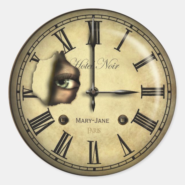 Creepy Clock Personalisiert Runder Aufkleber (Vorderseite)