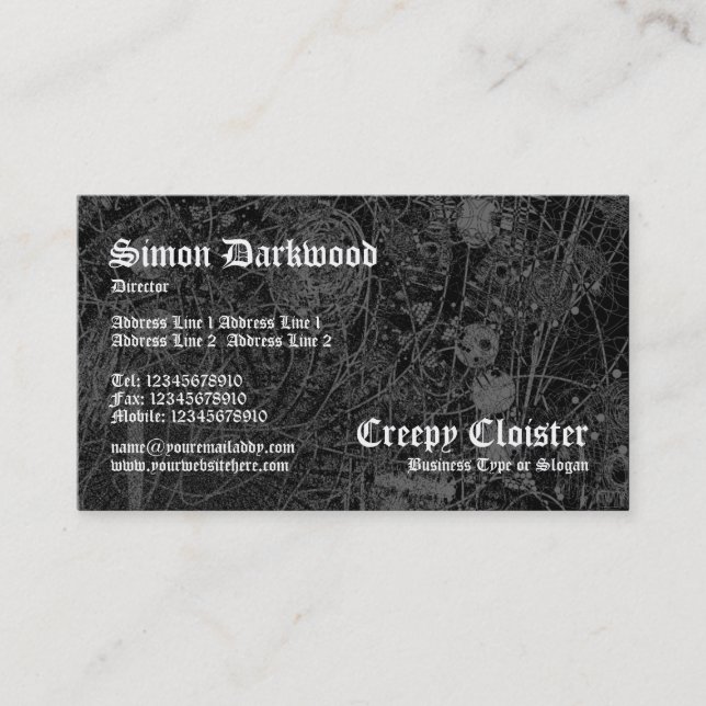 Creepy Cloister 02 - Abstact Tex - Schwarz Visitenkarte (Vorderseite)