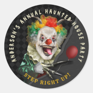 Creepy Clown-erwachsenes beängstigendes Runder Aufkleber