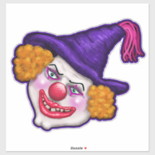 Creepy Clown Face for Halloween Fun by Cherie Aufkleber