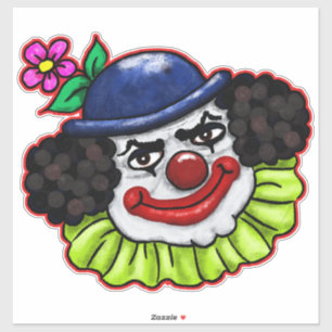 Creepy Clown Face   Halloween Fun von Cherie Aufkleber