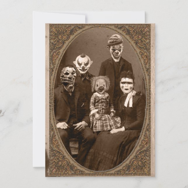 Creepy Clown Family Halloween-Party Einladung (Vorderseite)