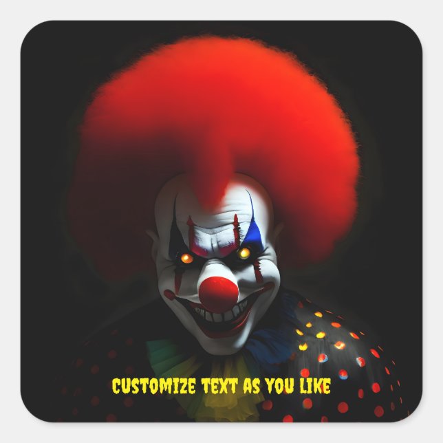 Creepy Clown Phobia Beängstigend Gag Custom Quadratischer Aufkleber (Vorderseite)