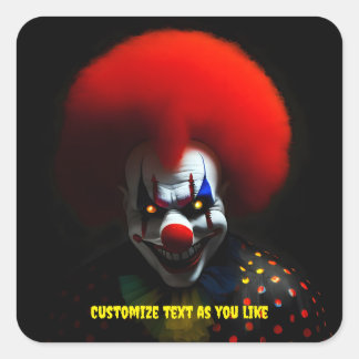 Creepy Clown Phobia Beängstigend Gag Custom Quadratischer Aufkleber