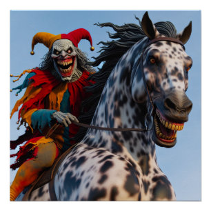 Creepy Clown Reitpferd Poster