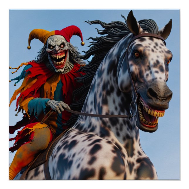 Creepy Clown Reitpferd Poster (Vorderseite)