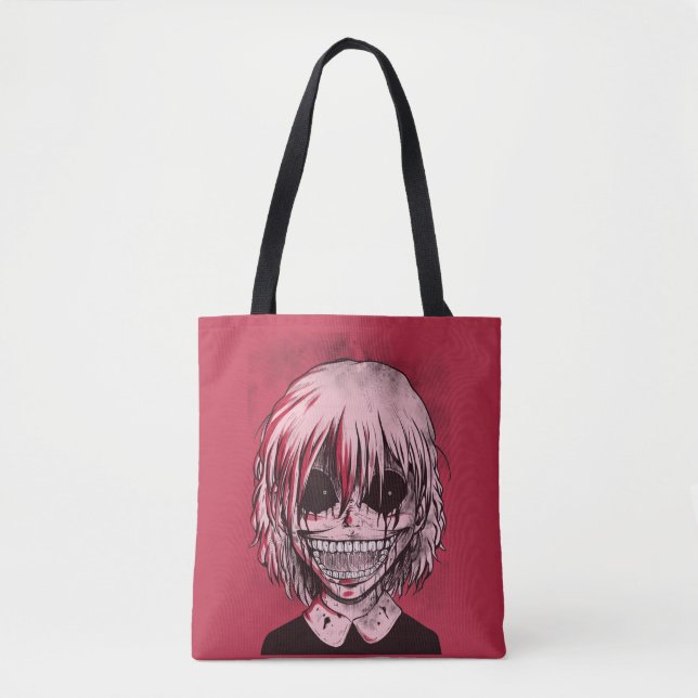 Creepy Cool Red and Black Girl Zombie Tasche (Vorderseite)