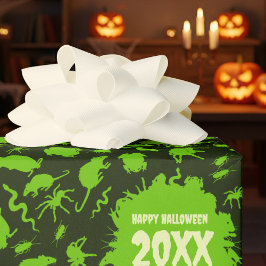 Creepy Crawlies Happy Halloween Add The Year Green Geschenkpapier