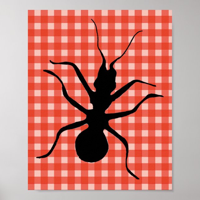 Creepy Crawly Ant Kariert Tableclout Kunst, Dichtu Poster (Vorne)