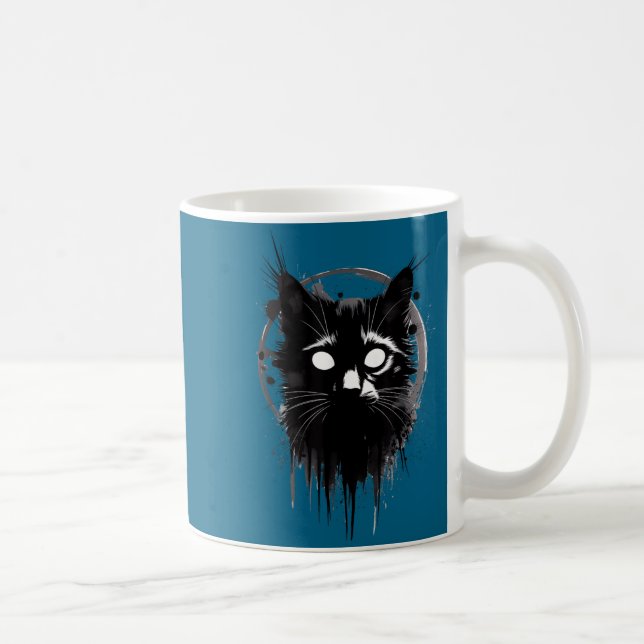 Creepy Cute Goth Cat Horror Kitty Sketch Alt Nge E Kaffeetasse (Rechts)