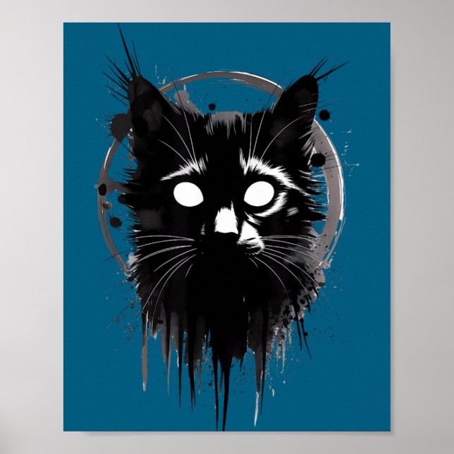 Creepy Cute Goth Cat Horror Kitty Sketch Alt Nge E Poster (Vorne)