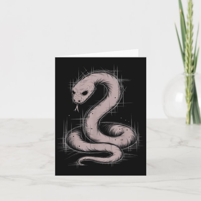 Creepy Cute Goth Python Horror Snake Sketch Alt Ng Karte (Vorderseite)
